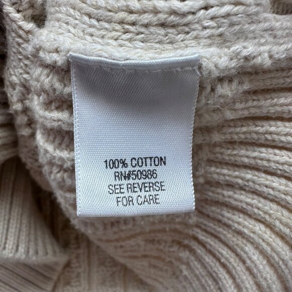Croft & Barrow Womens Cable Knit Fisherman Turtleneck Sweater Size M Ivory Cream - Picture 6 of 10